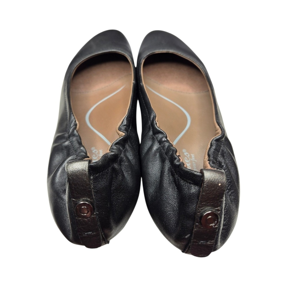 Earthies Tolo Black Leather Ballet Flats Size 7.5 Ruched Comfort Shoes Slip On - Picture 14 of 15